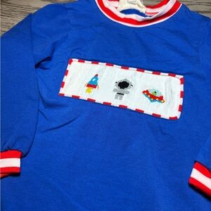 Blue Kids Shirt with Space Embroidery